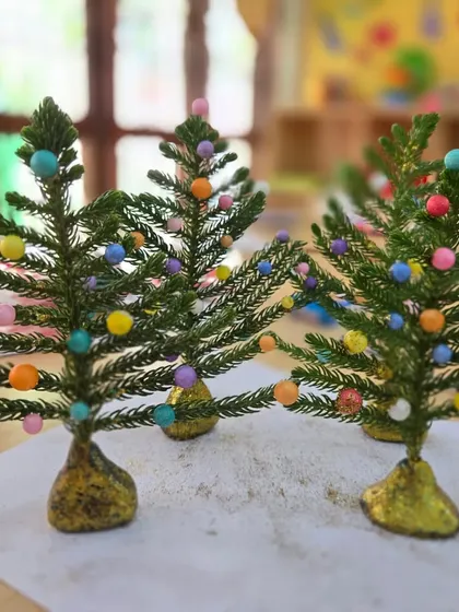 Beautiful miniature Christmas trees decorated by our little Asters. This festive craft session got everyone into the holiday spirit.