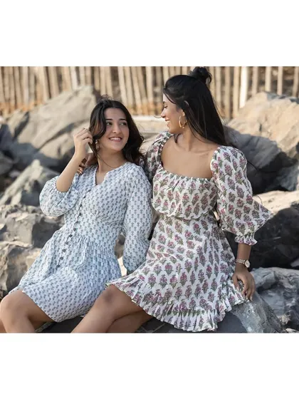 An example of an on-location apparel shoot. We took this shot outdoors on the rocks to create a natural, relaxed vibe for a summer dress collection.