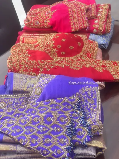 The vibrant colors and heavy embroidery make these blouses perfect for a bride.