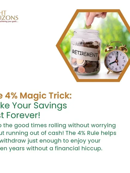 An explanation of the "4% Rule," a simple trick to help make your retirement savings last. This rule helps you determine a safe withdrawal rate to enjoy your golden years without the worry of outliving your money.