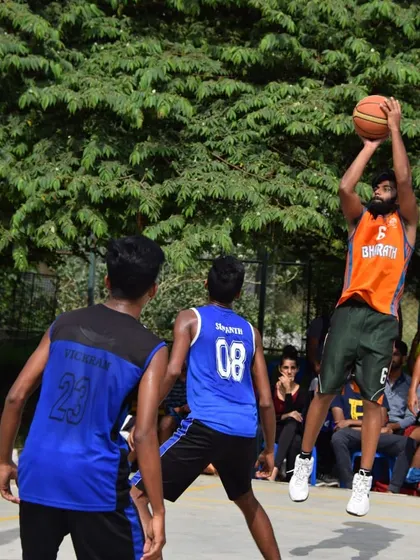 Pulling up for a jump shot. Repetition in practice is what makes you confident enough to take and make these shots in a game.