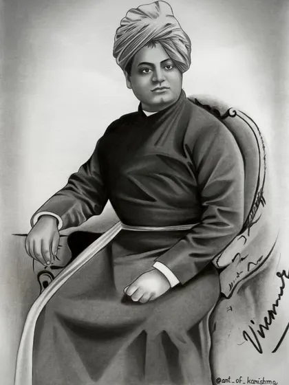 "We are what our thoughts have made us; so take care about what you think." A portrait of Vivekananda, created as a paid commission. It was an honor to sketch such an inspiring figure.