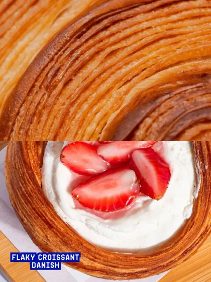 A close-up on the flaky layers of the croissant danish, a testament to the time and technique I put into my pastries.
