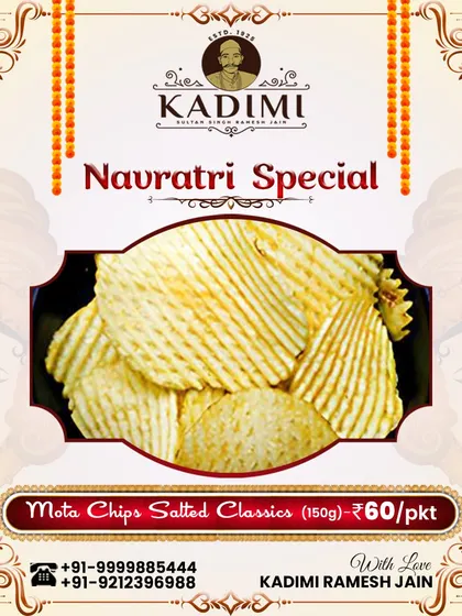 Our Mota Chips Salted Classics are a simple and satisfying snack for Navratri.