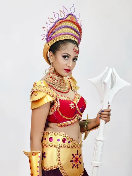 A front-facing portrait of the fantasy warrior costume, perfect for cosplay, themed events, or a unique photoshoot.