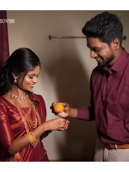 A sweet moment from an engagement. The groom's simple, clean look is perfect for this intimate celebration.