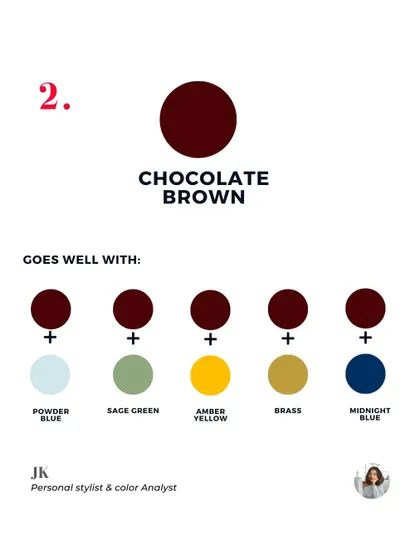 A second look at the versatile pairings for chocolate brown. It's a great neutral that can be styled in many ways.