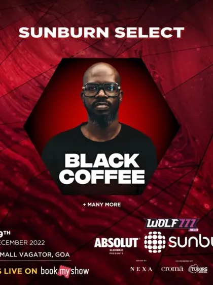 Ending the year with a bang. This poster for Sunburn Select in Goa, featuring Black Coffee, represents a full-power finish to an amazing year of music and touring.