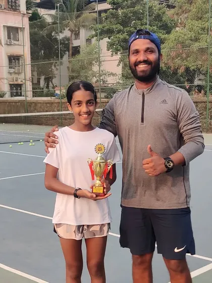 A proud coach with Tuhina Roy and her first runner-up trophy.