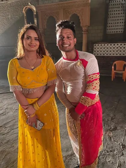 Another great moment on set with actress Neelam Giri. We worked hard to create a blasting song that I can't wait for everyone to see.