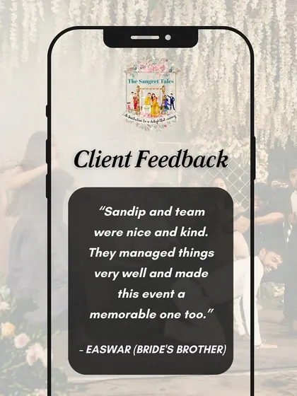 "Sandip and team were nice and kind. They managed things very well and made this event a memorable one." This feedback from the bride's brother highlights our team's professionalism and kindness.