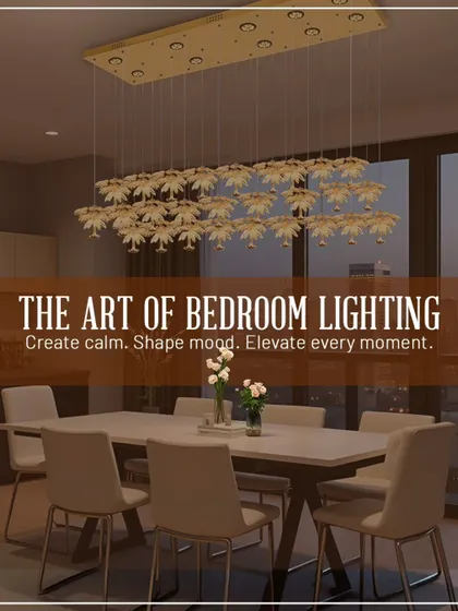 This rectangular chandelier with floral elements is a unique blend of modern geometry and natural forms. It's a great way to add artistic flair to a dining room or bedroom.