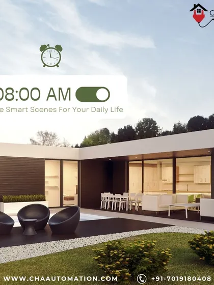 Create smart scenes for your daily life. An '8:00 AM' scene can be programmed to open blinds, adjust outdoor lighting, and prepare your home for the day ahead, all automatically.