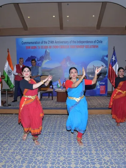 My disciples performing the piece I choreographed for the Chilean National Day. The performance was a fusion of Indian and Chilean cultural motifs, celebrating the friendship between our nations.