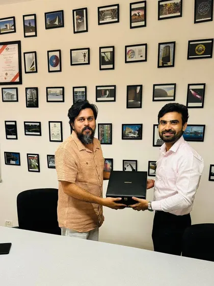 Our team meeting with Architect Chintan in his Delhi office, which is filled with inspiring design photography. We love working with such creative professionals.