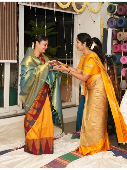 A moment of honoring our esteemed chief guest during the Janmashtami celebration. We are grateful for the presence of inspiring individuals who support and enrich our community events.