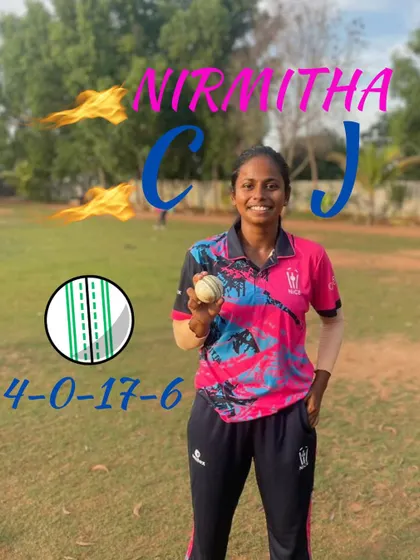 A closer look at Nirmitha's incredible figures of 6 for 17 in 4 overs. This is the result of dedicated fast bowling coaching.