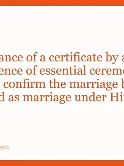 A key takeaway from the Supreme Court's ruling: a certificate from any entity, without the performance of essential ceremonies, does not confirm a marriage under Hindu Law. This is vital information for anyone entering a marriage.