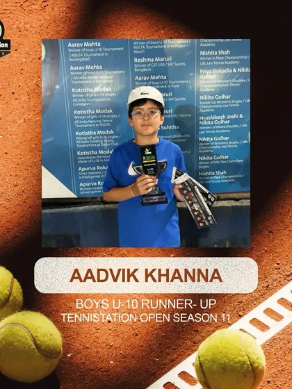 Aadivk Khanna as the runner-up of the U-10 Boys TenniStation Open Season 11. His sportsmanship and performance were incredible.
