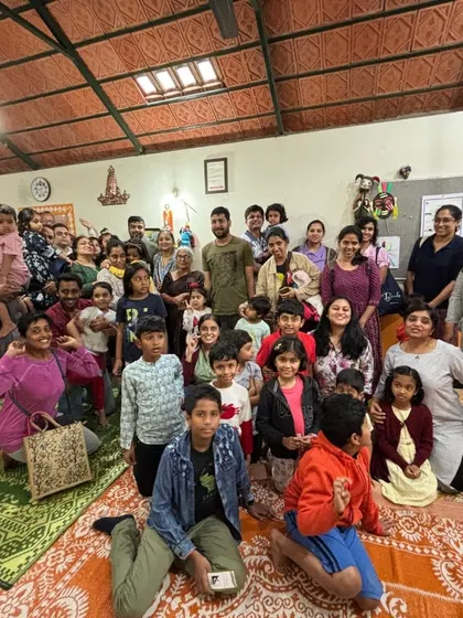 A happy group photo after a successful storytelling show at Kathalaya. This is our community, a wonderful mix of young and old, all connected by the magic of a shared story.