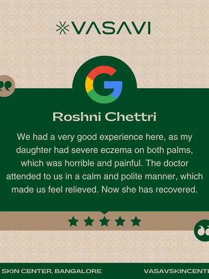 This patient's daughter had severe and painful eczema on her palms. I am glad that my calm approach and prescribed treatment provided relief and led to her recovery. Managing chronic conditions like eczema requires patience and a trusted doctor-patient relationship.