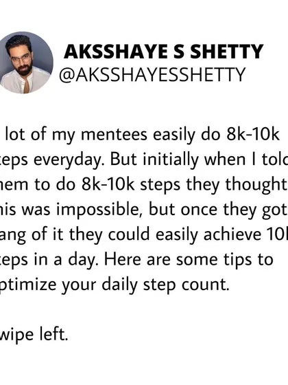 Many of my mentees thought 8-10k steps a day was impossible at first. But once they got the hang of it, they could easily achieve it. Here are some of my tips to optimize your daily step count.