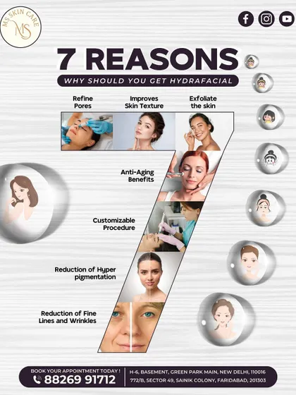 Wondering why Hydrafacial is so popular? This infographic details seven key benefits, including refining pores, improving skin texture, reducing hyperpigmentation, and providing anti-aging benefits, all in one customizable procedure.