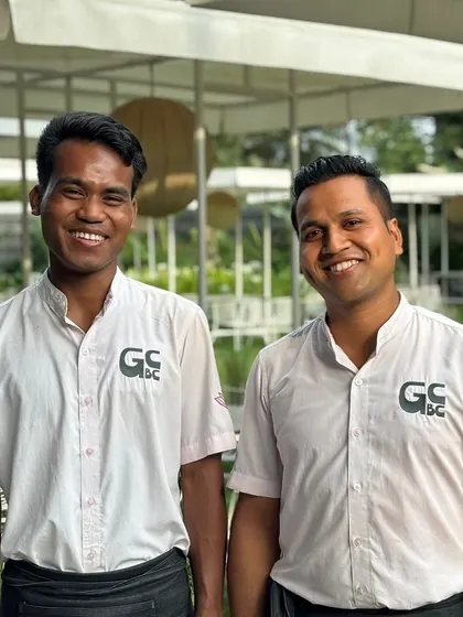 A great shot of two of our dedicated team members, always ready to welcome you with a smile.