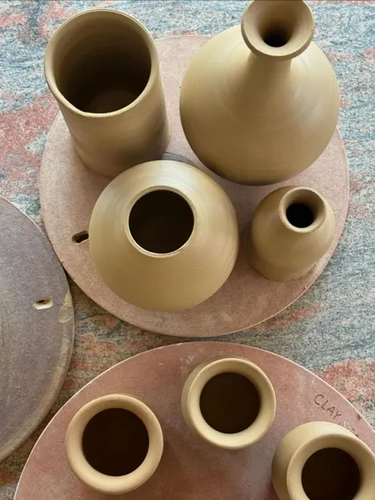 A glimpse of freshly thrown pots from a weekend session in the studio. Seeing all these different forms together, waiting to be finished, is always so exciting.