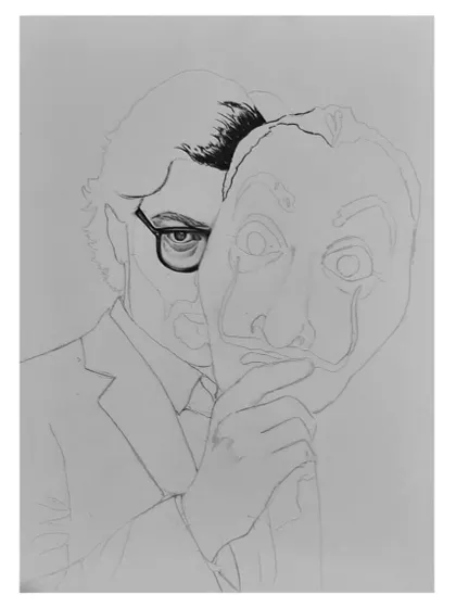 The 96-hour process of drawing El Professor. These images show the careful work of capturing his likeness and the iconic Dali mask.