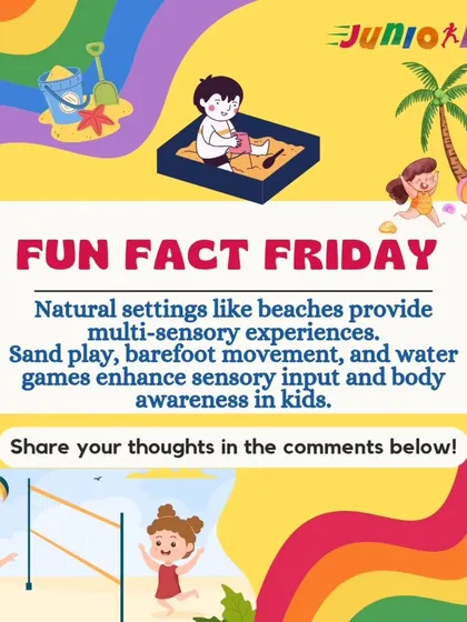 Fun Fact: Natural settings like beaches provide amazing multi-sensory experiences. Sand play and barefoot movement enhance sensory input and body awareness, which is why we love our beach sessions!
