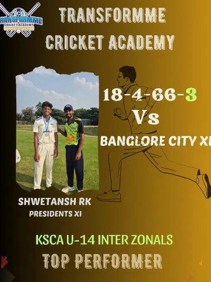 Another top performance from Shwetansh, taking 3 wickets against Bangalore City XI in the KSCA U-14 Inter-Zonals.