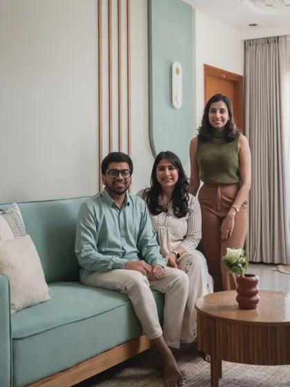 With my clients Aakanksha and Vikas in their 'Boho Escape' home. Their clear vision and enthusiastic involvement made this collaboration a true delight.