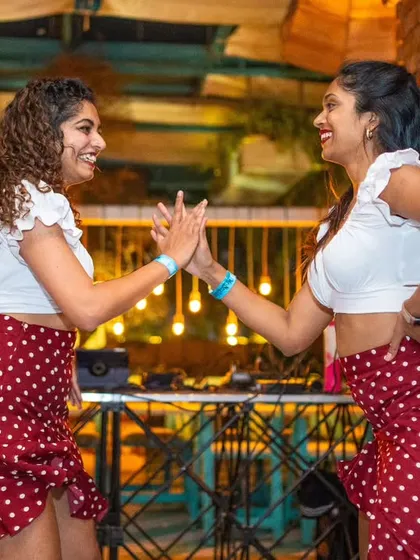 A moment of connection and celebration between our two student performers. This is what our dance community is all about.