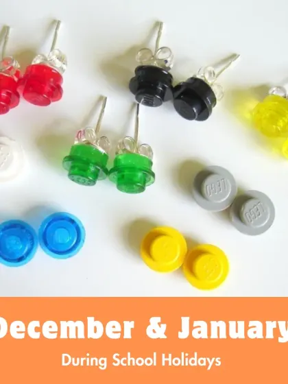 Students can make their own earrings using a variety of colorful components during our December and January workshops.
