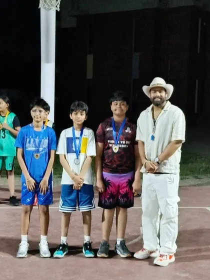 Proud players with their medals after the 3x3 Basketball Tournament in March.