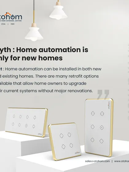 This image debunks the myth that smart homes are only for new construction. Our elegant smart switches are designed to be retrofitted, making automation accessible for any home.