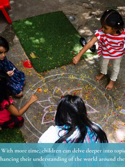 With more time in the day, children can delve deeper into topics that fascinate them. Whether it's dinosaurs or the solar system, our thematic learning approach allows their understanding of the world to grow richer and more nuanced.