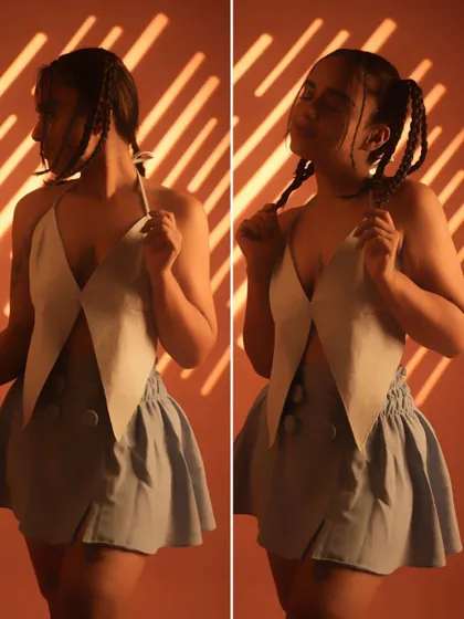 A playful diptych from a photoshoot. This lighthearted and fun side of me is just as important as the intense, focused artist you see on stage.