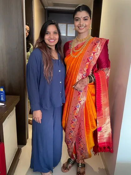 With the beautiful bride, Apoorva. I love connecting with my clients and being a part of their wedding journey from start to finish.