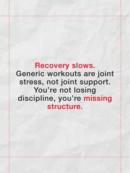 If you feel like you're losing discipline, I can tell you that's not it. You're missing structure. Generic workouts create joint stress, not support, and as recovery slows with age, a smarter approach is necessary.