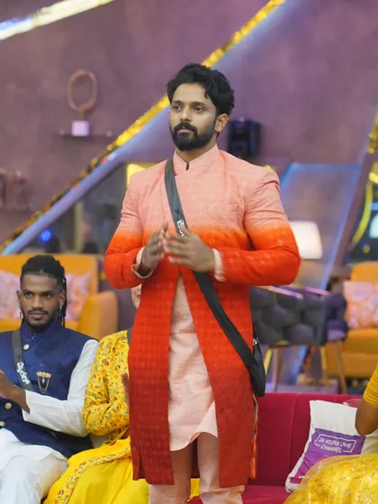 It was a pleasure to design for Karthik Mahesh during his time in the Bigg Boss Kannada house. This stylish ombre-dyed Indo-Western jacket and kurta set was created for a festive episode.