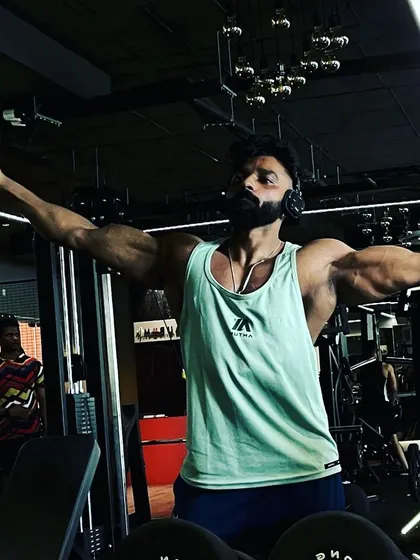 Never back down. This pose is a statement of strength and resilience, built one rep at a time.