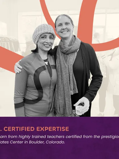 Learn from highly trained teachers certified from the prestigious Pilates Center in Boulder, Colorado. Here I am with my mentor, Amy Alpers.