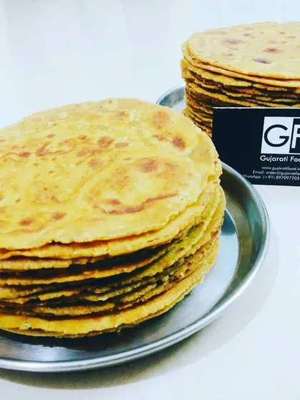 A stack of my healthy Multigrain Theplas. Made with a mix of flours, these are a great option for a nutritious breakfast or a light dinner.