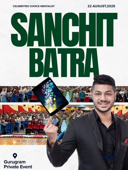 A poster for a private event in Gurugram, showcasing my signature iPad levitation illusion.