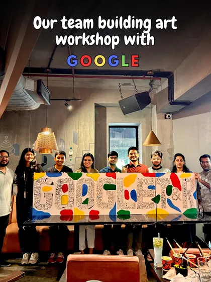 What an amazing team building session with Google! This is the final result of our group doodling challenge, where each person contributed to create a single, massive piece of art that represents their team's spirit.