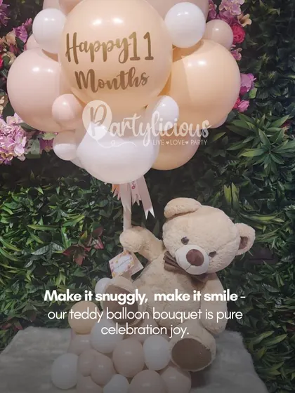Make it snuggly, make it smile. Our teddy bear balloon bouquet is pure celebration joy, perfect for welcoming a baby or celebrating a milestone.
