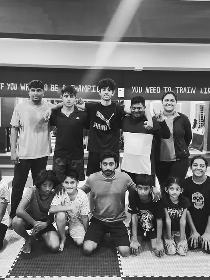 A duplicate black and white photo of our team, highlighting the bonds forged in training.