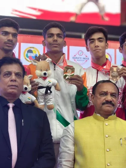 With a group of young medalists at the KIO National Championship. These young faces are the future of Indian karate, and it is our responsibility to provide them with a stage to shine.